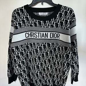 Christian Dior Reversible Blue Oblique Technical Cashmere Sweater